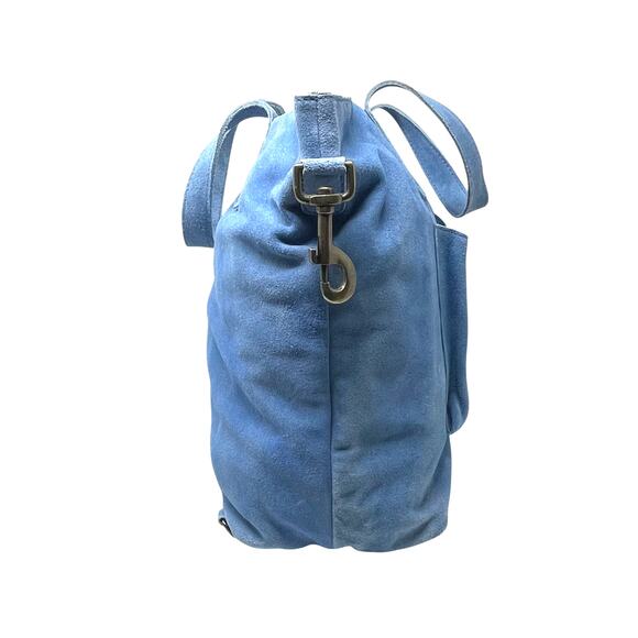 Free People Cambridge Convertible Backpack - Blue Suede Tote Bag  - Crossbody - Picture 4 of 11